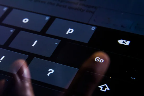 Go Enter Button Digital Keyboard Flat Keys Buttons Press Finger Black — Stockfoto