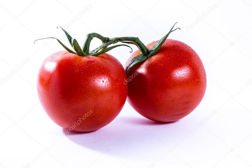 Couple Two Tomatoes Connected Stems Fresh Vegetables Cooking Ing