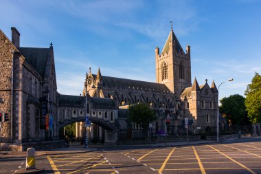 Christ Church mavi saat uzun pozlama ışık çizgiler Dublin İrlanda