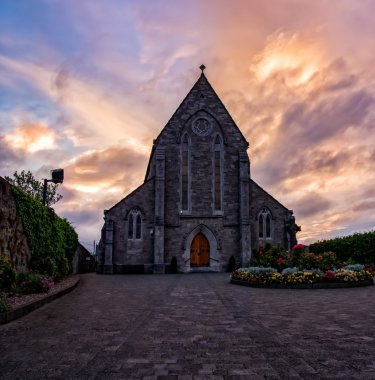 Christ Church mavi saat uzun pozlama ışık çizgiler Dublin İrlanda