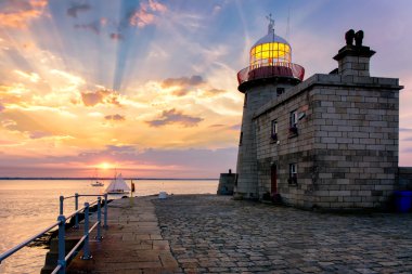Christ Church mavi saat uzun pozlama ışık çizgiler Dublin İrlanda