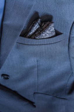 Blazer Closeup doku detay Tekstil mavi smokin takım elbise Professio