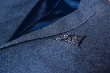 Blazer Closeup doku detay Tekstil mavi smokin takım elbise Professio
