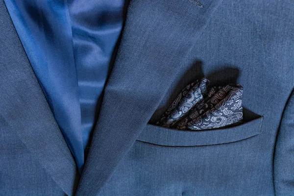 Blazer detailní textury Detail textilní modrý smoking oblek profesi — Stock fotografie