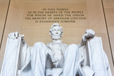 Abraham Lincoln Memorial sandalye oturan ünlü Simgesel Yapı Closeup P