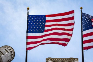 Arka plan asılı Amerikan bayrağı Closeup arkadan aydınlatmalı ABD vatanseverlik 