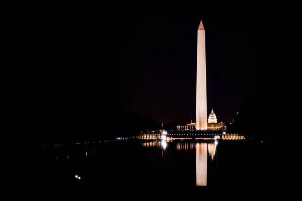 Washington Monument National Mall Reflecting Pool Night Contrast