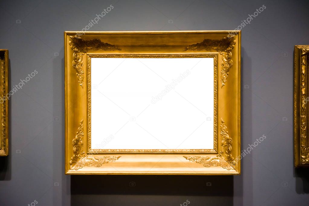Ornate Picture Frame Art Gallery Museum Exhibit Interior White C