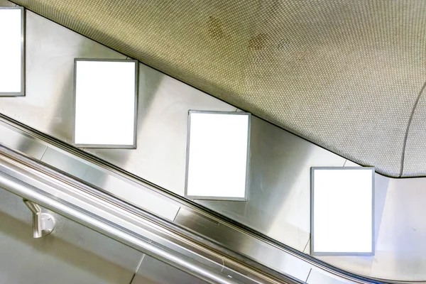 Escalator Ad Space Advertisement Subway Station Metal Interior C — Stock Photo, Image