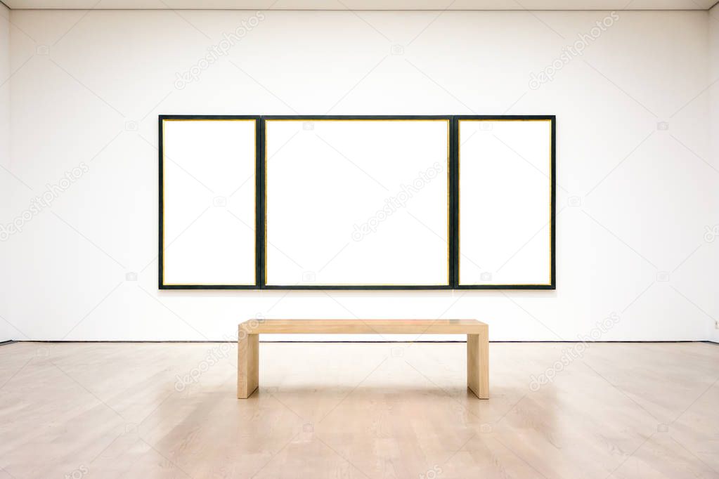 Modern Art Museum Frame Wall Clipping Path Isolated White Vector
