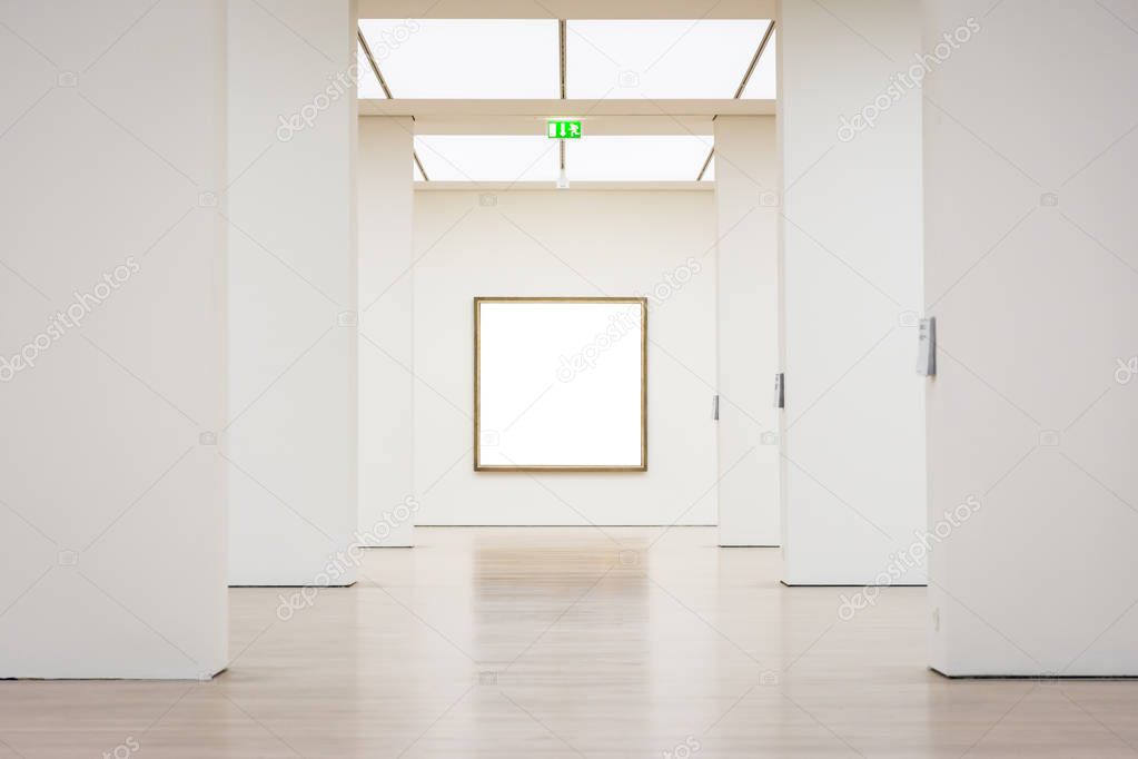 Modern Art Museum Frame Wall Clipping Path Isolated White Vector