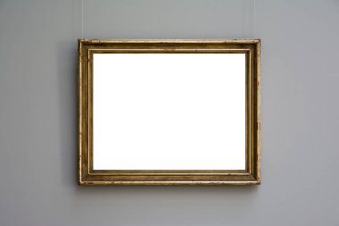Sanat Müzesi çerçeve mavi duvar süslü Minimal tasarım beyaz izole 