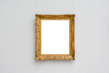 Sanat Müzesi çerçeve mavi duvar süslü Minimal tasarım beyaz izole 