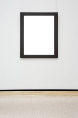 Sanat Müzesi çerçeve mavi duvar süslü Minimal tasarım beyaz izole 