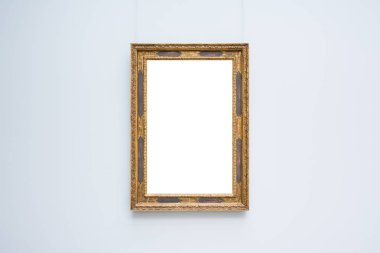 Sanat Müzesi çerçeve mavi duvar süslü Minimal tasarım beyaz izole 