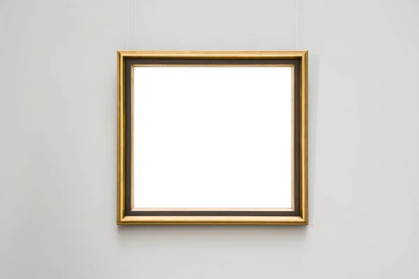 Cadre de musée d'art Bleu Mur Orné Design minimal Blanc Isolé — Photo