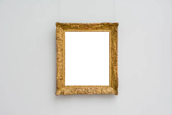 Art Museum Frame Blue Wall Ornate Minimal Design White Isolated — Stock Photo, Image