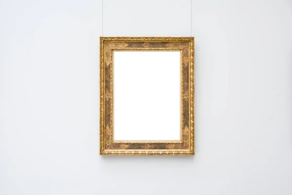 Art Museum Frame Blue Wall Ornate Minimal Design White Isolated — Stock Photo, Image