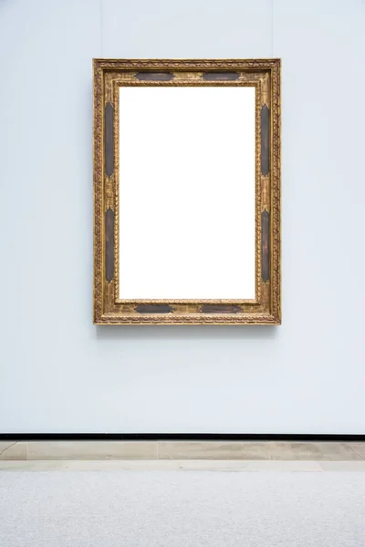 孤立的艺术博物馆帧蓝色墙华丽的最小设计白色 — 图库照片