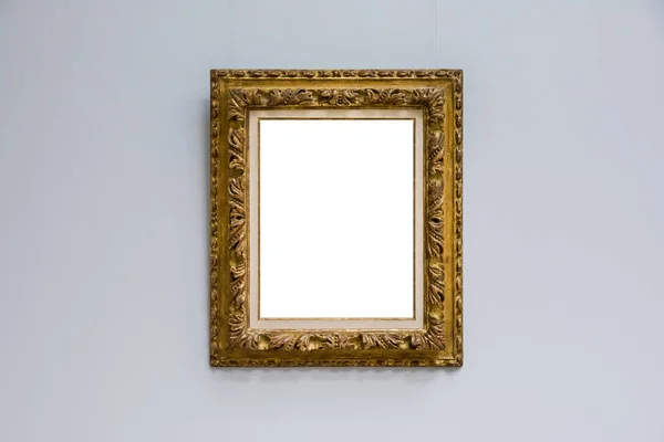 Art Museum Frame Blue Wall Ornate Minimal Design White Isolated — Stock Photo, Image