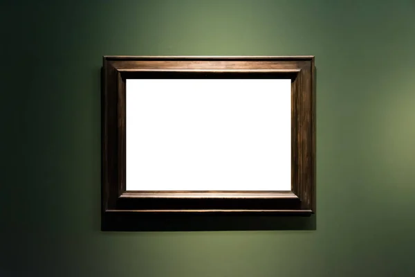 Művészeti Múzeum keret sötét zöld fal díszes Design fehér elszigetelt Cl — Stock Fotó