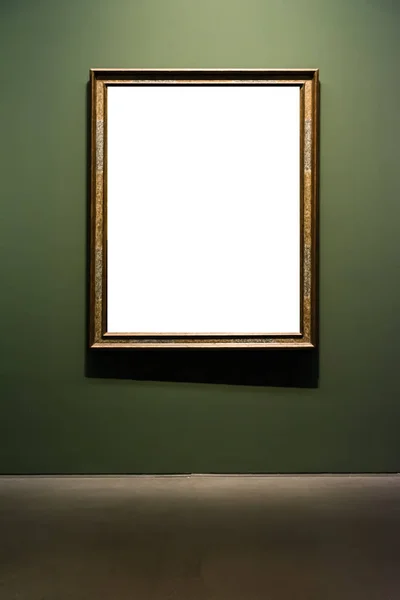 Moldura de Museu de Arte Parede Verde Escuro Design Ornado Branco Isolado Cl — Fotografia de Stock