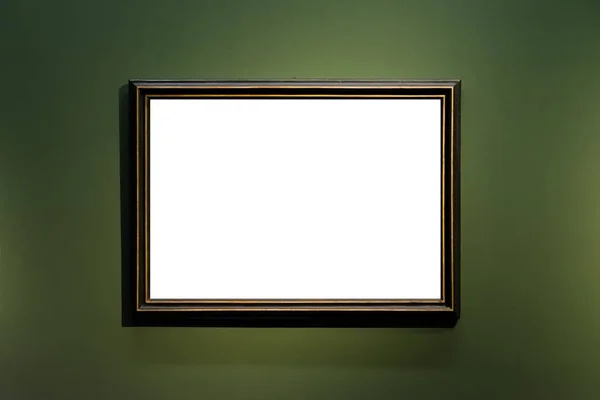 Moldura de Museu de Arte Parede Verde Escuro Design Ornado Branco Isolado Cl — Fotografia de Stock