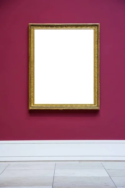 Art Museum Cornice Parete Rossa Design Ornato Bianco Isolato Clipping — Foto Stock