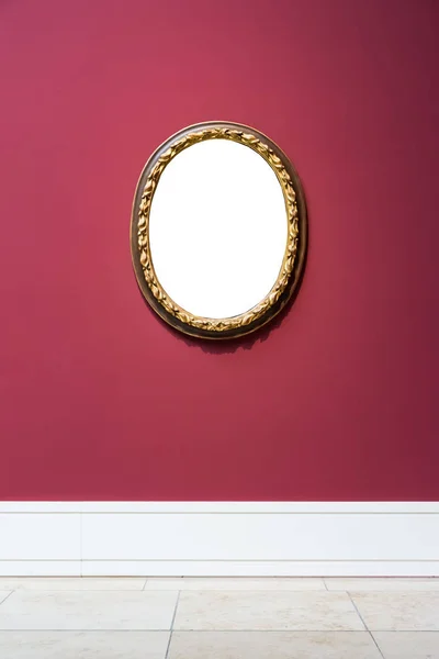 Round Art Museum Frame Red Wall Ornate Minimal Design White Isol