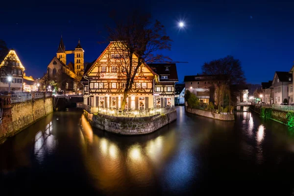 Esslingen Neckar Channel Restaurant Christmas Winter 2016 Beauti
