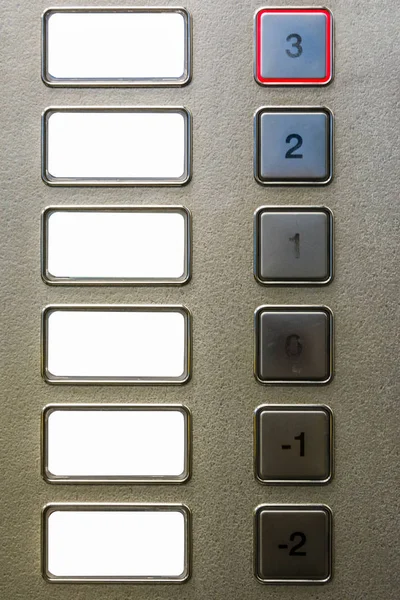 Pusta winda klawiatury przyciski podłogi -2 do 3 etykiety tło D — Zdjęcie stockowe