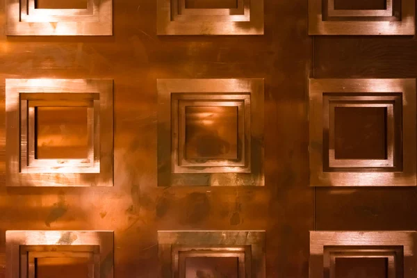 Bronze Cuivre fond Texture Mur Revêtement Carrés Géométrique — Photo