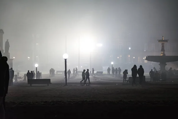 Στουτγκάρδη Schlossplatz καπνό πυροτεχνήματα το νέο έτος γιορτή Omin — Φωτογραφία Αρχείου