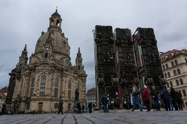 Dresden Frauenkirche Exterior City Landscape Square Marktplatz C — Stock fotografie
