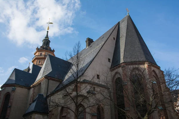 Leipzig Nikolaikirche Arquitectura Exterior Ladrillo Iglesia Europea — Foto de Stock