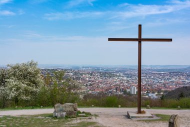 Birkenkopf Stuttgart Park anıt yeri Overlook görünümü Panora