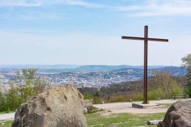 Birkenkopf Stuttgart Park anıt yeri Overlook görünümü Panora