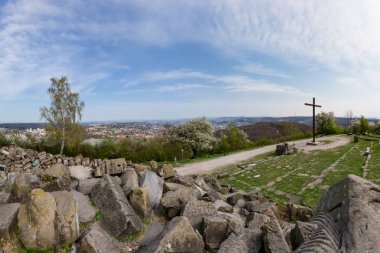 Birkenkopf Stuttgart Park anıt yeri Overlook görünümü Panora