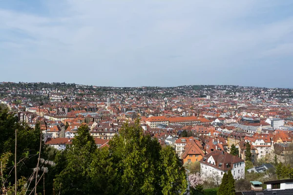 Stuttgart Kessel Paisaje Cielo Azul Niebla Hermoso Día Naranja E — Foto de Stock