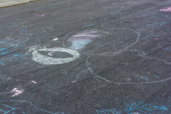 Children Chalk Drawings Asphalt Concrete Outdoors Public Urban P