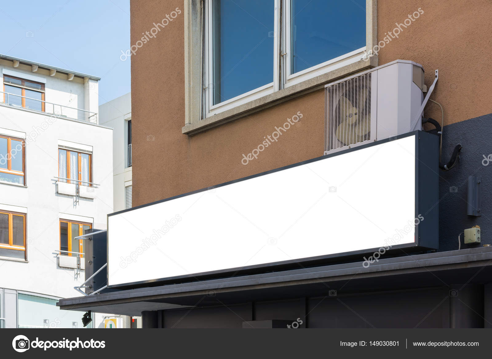 Blank Restaurant Sign Large Billboard Banner Building Corner — Stock