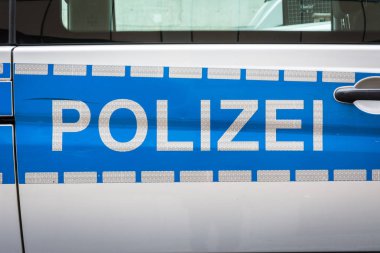 Alman Polizei araba etiket rozet polis gümüş yansıtıcı Saf mavi
