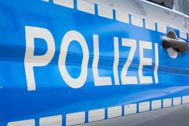 Alman Polizei araba etiket rozet polis gümüş yansıtıcı Saf mavi