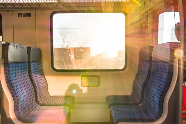 Train Interior Sun Rays Morning — стоковое фото