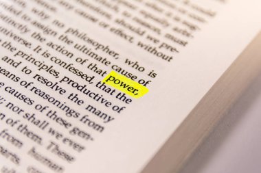 Book Highlighted Word  with Yellow Fluorescent Marker -  Power