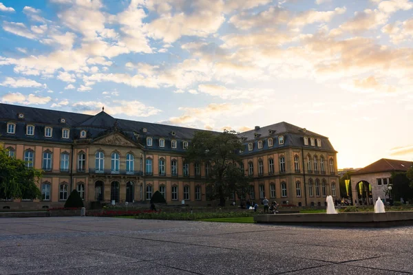 Stuttgart Neues Schloss Yaklaş Günbatımı — Stok fotoğraf