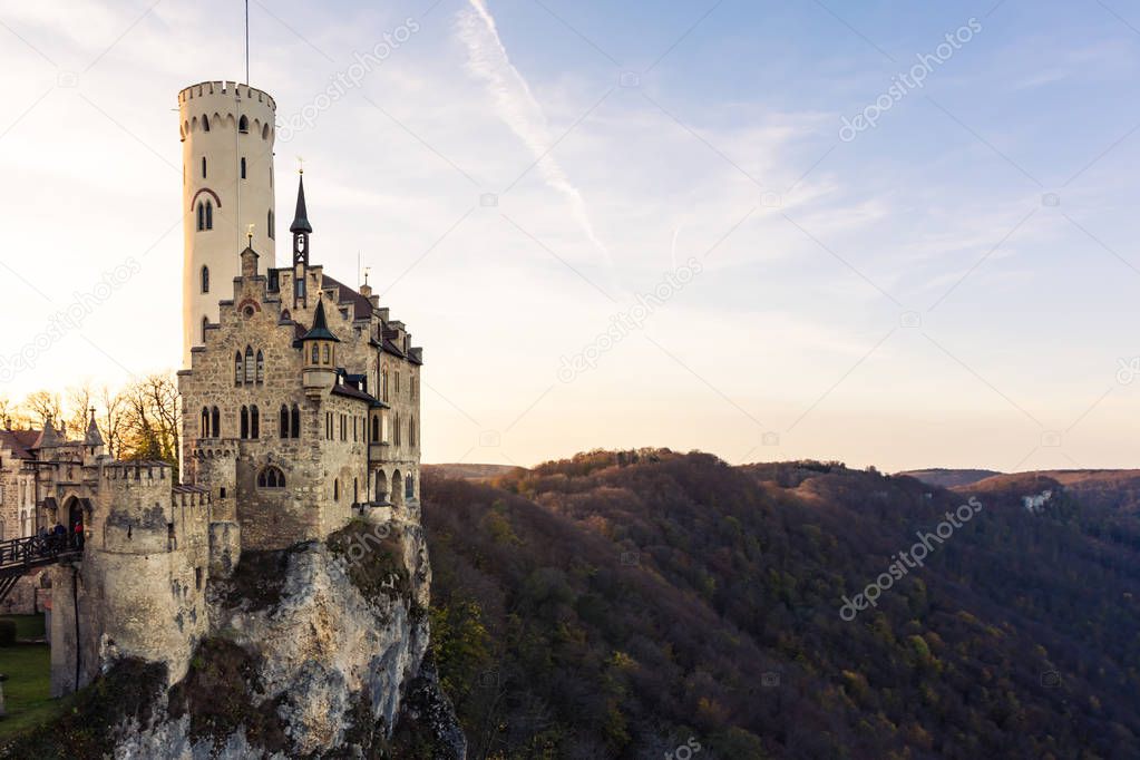 Schloss Lichtenstein Castle, Germany Baden-Wuerttemberg Swabian Alb, Mountain Castle