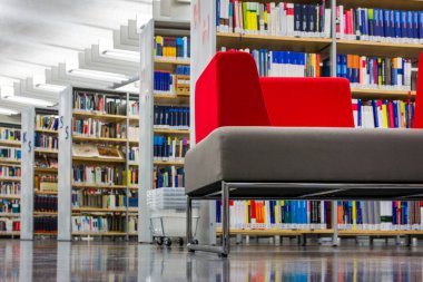Library  Interior at the Hochschule der Medien Media University in Stuttgart, Germany