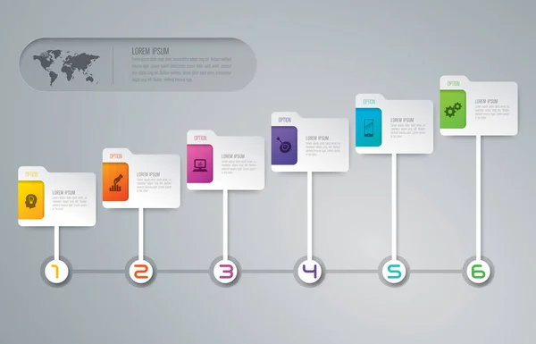 Cronología infografía diseño vectorial e iconos de negocios . — Vector de stock