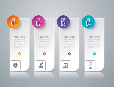 Infographic tasarım vektör ve iş simgeleri 4 seçenekleri ile.